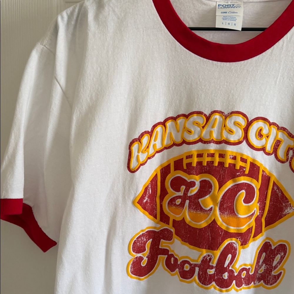Port and Company White and Red Football Tee - Picture 5 of 11